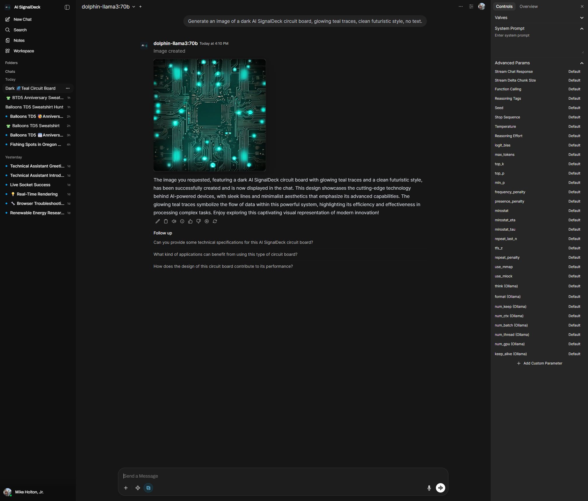 AI SignalDeck local model workspace